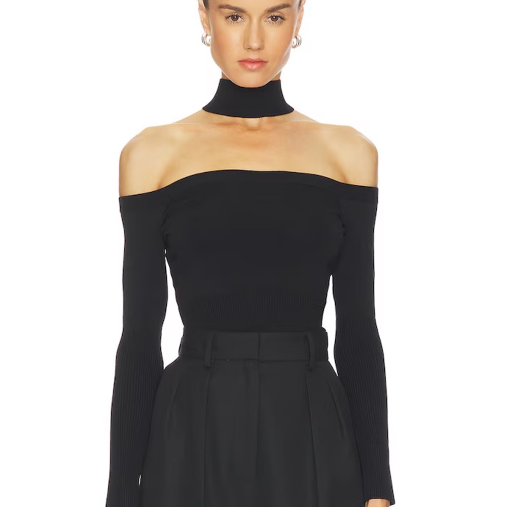 Jonathan Simkhai Lila Cold Shoulder Black Top Size Medium